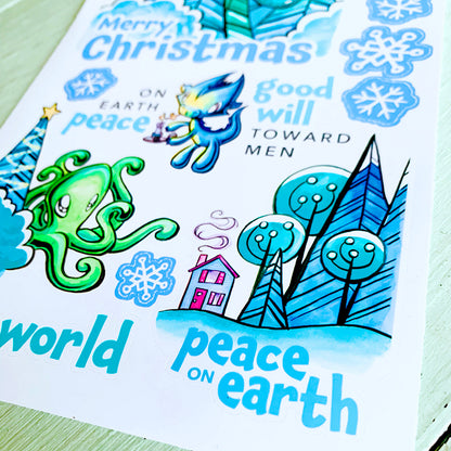 Stickers: Snowy Merry Christmas - Skoshie, Wisp, Zeek