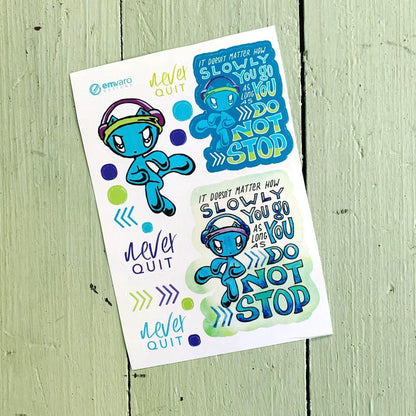 Stickers: Go Slowly, Do Not Stop - Skoshie the Cat (2 styles)