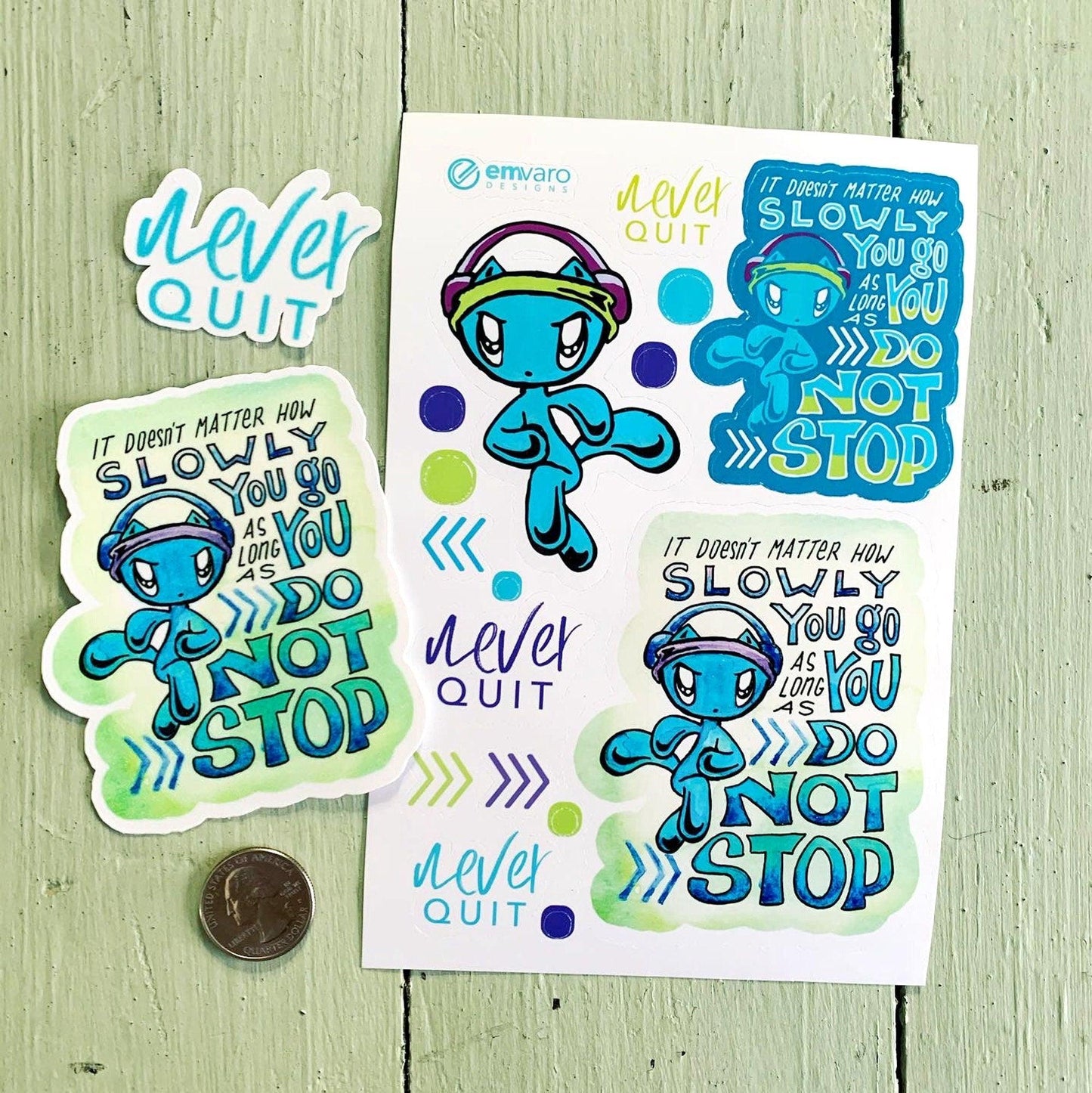 Stickers: Go Slowly, Do Not Stop - Skoshie the Cat (2 styles)