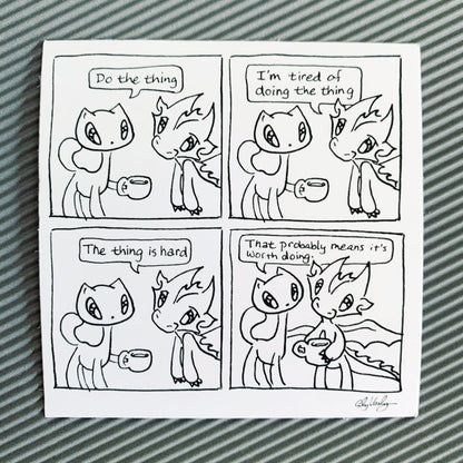 Stickers: Motivational Comic Strips - Skoshie the Cat, Wisp the Dragon, Zeek the Octopus (3 styles)