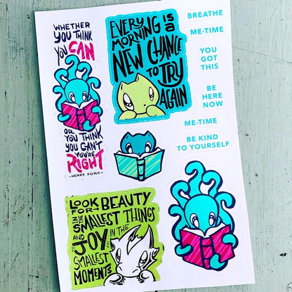 Stickers: Motivational Quotes - Skoshie, Zeek and Wisp